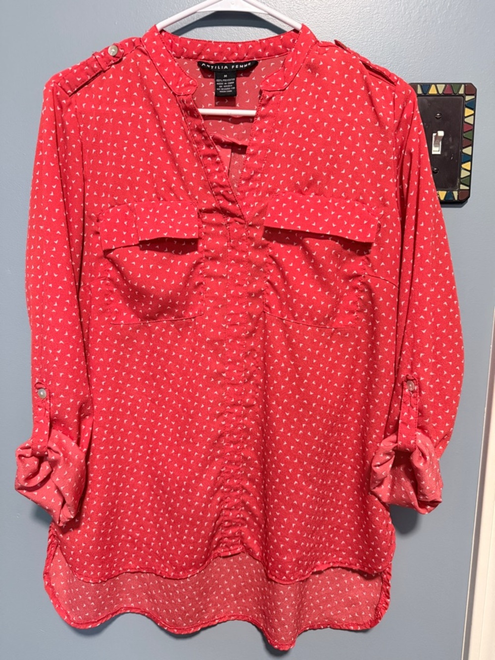 Antilia Femme Red Printed Tunic Blouse